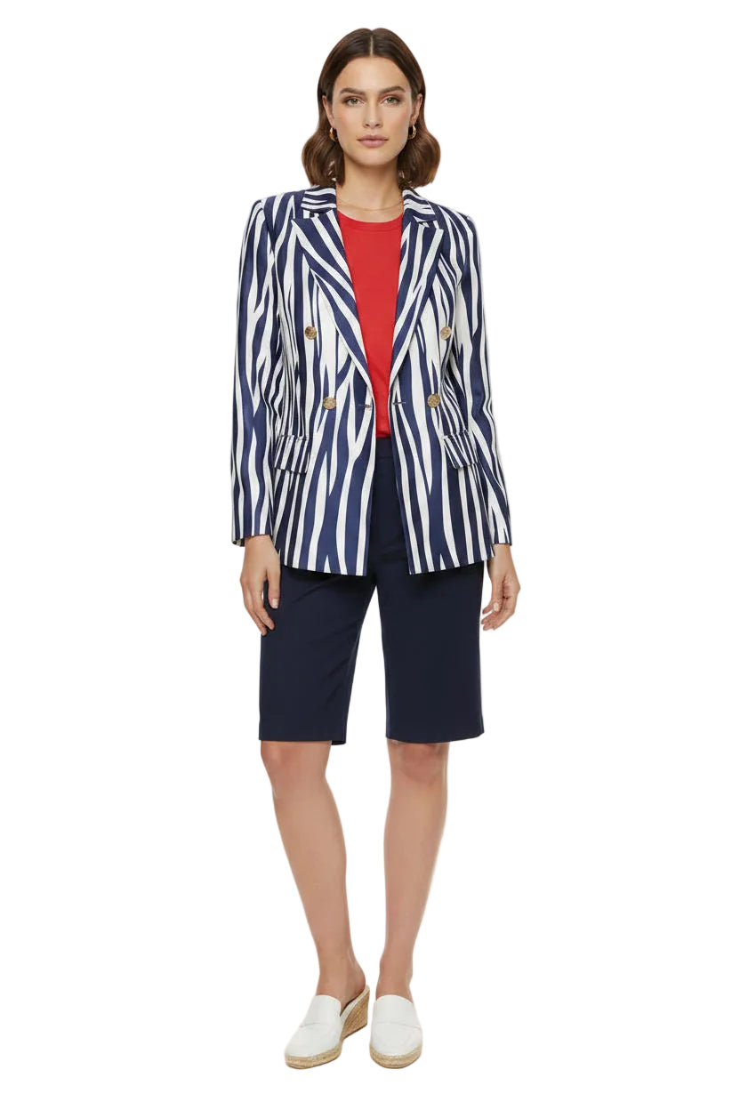 🍒Vintage striped blazer three quarter sleeve suit jacket women’s long sleeve double breasted jacket commuter smart casual outer wear plus size fashion striped clothing Stripe Lucky