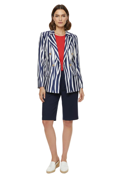 🍒Vintage striped blazer three quarter sleeve suit jacket women’s long sleeve double breasted jacket commuter smart casual outer wear plus size fashion striped clothing Stripe Lucky
