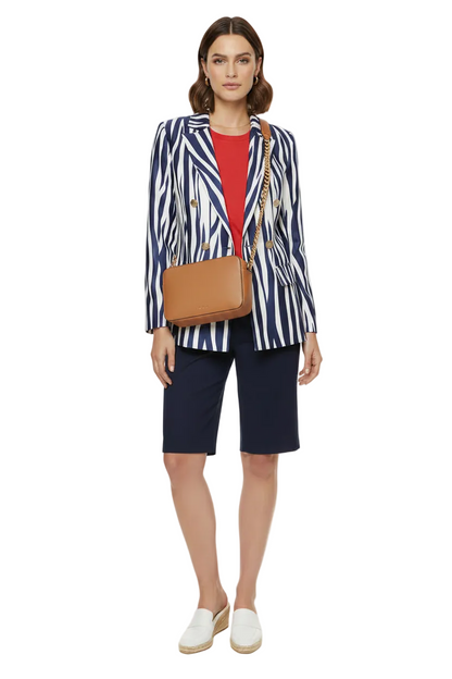 🍒Vintage striped blazer three quarter sleeve suit jacket women’s long sleeve double breasted jacket commuter smart casual outer wear plus size fashion striped clothing Stripe Lucky