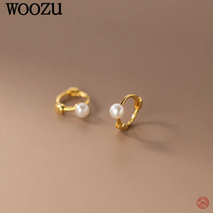 🍒925 Sterling silwer mode-oorbelle, pêrel-omhelsertjies, natuurlike pêrel-ringoorbelle vir vroue, dogter, troujuweliersware, eenvoudige styl Kry Hierdie Geskenk Het