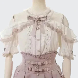 🍒Batwing sleeve shirt women lolita style loose red blouse for spring summer and autumn solid colour elegant top solid colour   Look Smooth In Your Ruffs