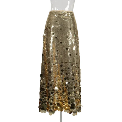🍒Sequins party skirt elegant midaxi length occasion clothes for women solid shiny club wear party night female fashion Delectable Dazzle