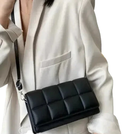 🍒Solid colour shoulder bag crossbody handbags female cushioned designer pu leather bags for smart casual accessory for women Chocolate Bag