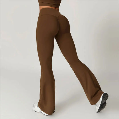 🍒Flare leggings yoga pants women bell-bottoms yoga tights high waist fitness pants stretch gym workout sports push up leggings Look lovely Leg's