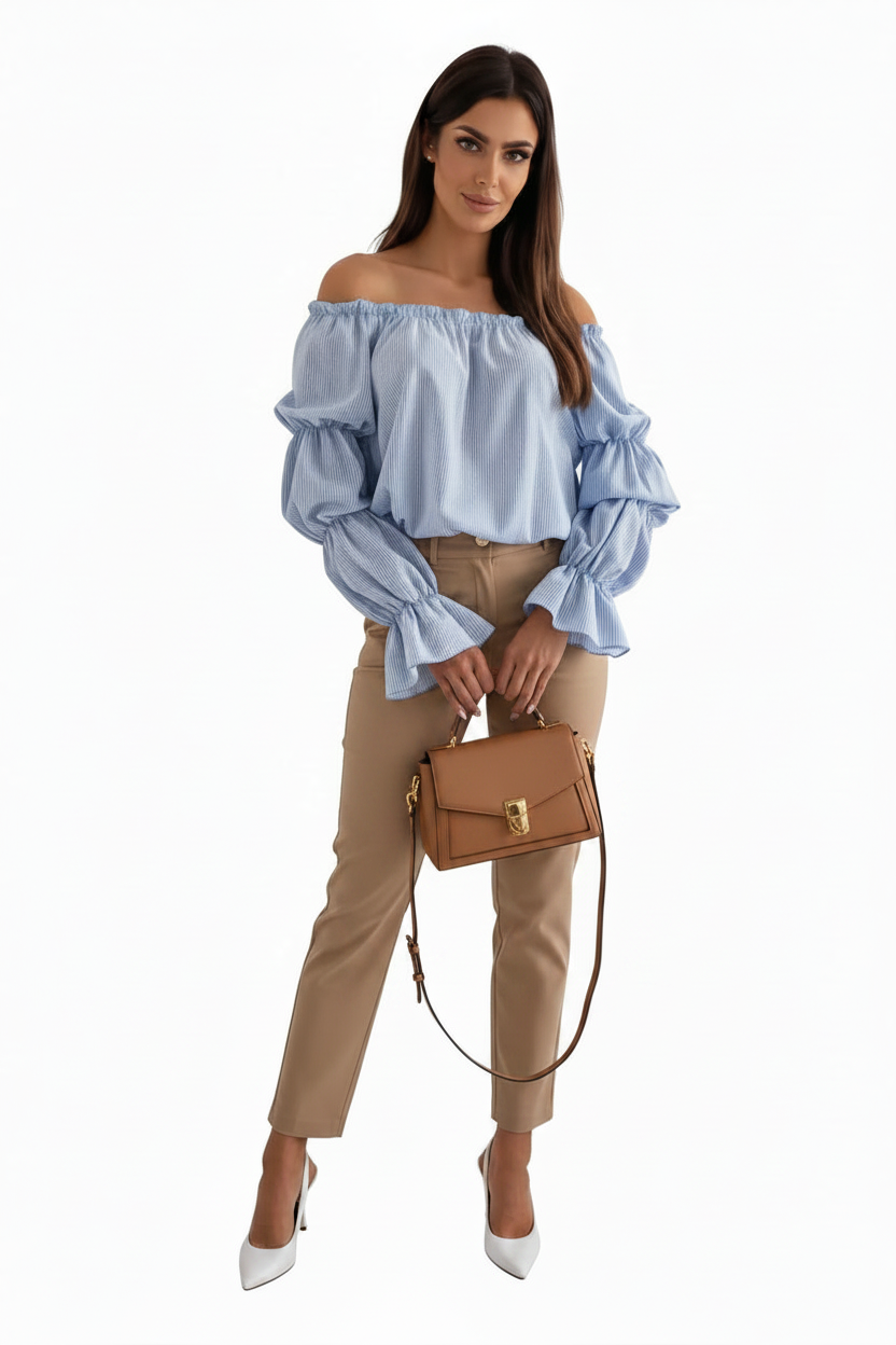 🍒Floral print off-shoulder blouse womens shirred puff sleeve top floral feminine casual ruffles shirt Tops Flower Up In A Puff