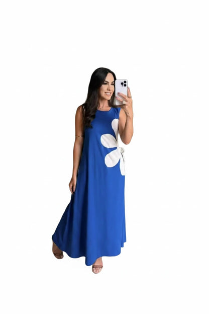 🍒Blommerplasing rok moulose somermode vir vroue blomme-uitrusting gedrukte middellyf hol uit maxi rok vroulike gemaklike drag vakansiedrag strandpartytjieklere Mouloos Ritssluiting agterop vakansiedrag Wees 'n blommevrou aan die kant
