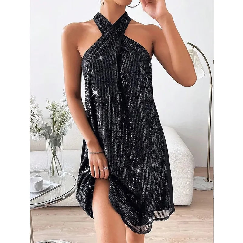🍒Halter strapless rok, glinsterende vroueklere, strapless sequin minirok, moulose partytjieklere, geleentheidsklere, klubdrag, Trek Aan A-Sensuele Glinsterende Glip
