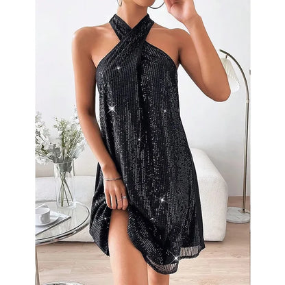🍒Halter strapless rok, glinsterende vroueklere, strapless sequin minirok, moulose partytjieklere, geleentheidsklere, klubdrag, Trek Aan A-Sensuele Glinsterende Glip