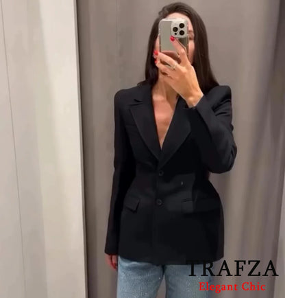 🍒Middelpassende blazer enkelborsknoopbaadjie met skouerkussings lente mode hoëstraatdrag partytjie geleentheidsdrag kantoorklere Dra Dit Elke UUR Van Die Dag En lig 'n Glas Op Die Gemak