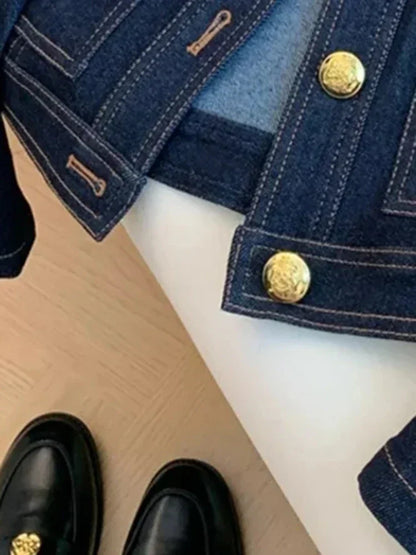 🍒Blue denim jackets women fall classic styles short coat chic outerwear female Mujer Loose smart casual clothes