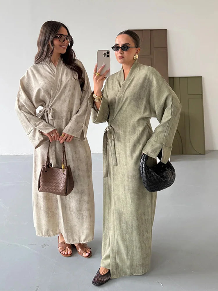 🍒Camouflage print maxi dress with side tie detail loose fit outfits  long elegant female party occasion wear oversized evening wear Camera -ouflage