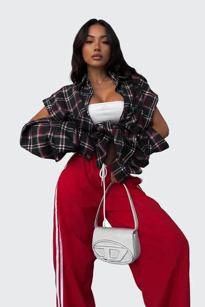 🍒Vroue se lente hemp baadjie geruite kortmou sak retro luukse sjiek nuwerwetse minimalistiese mode geruite bloes ontwerper gemaklike styl klere Moenie Verouderd Wees Nie Kry Hierdie Geruite Kledingstuk