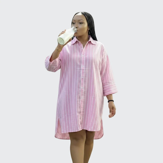 🍒Mid length shirt top turn down collar shirt womens dress tops full sleeve top striped pastel fashion Y2k streetwear Spring summer blouses  Shirt Some Style