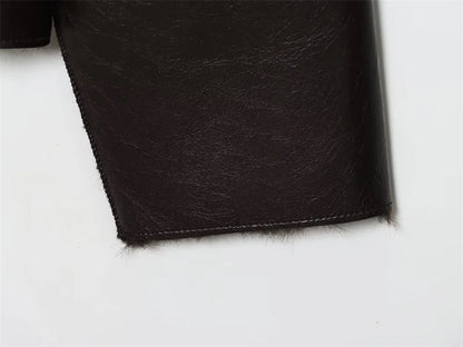 🍒Faux leather Jackets brown women long-sleeve reversible outerwear smart casual women stylish and unique Lavish In Leather or Flip To Fur