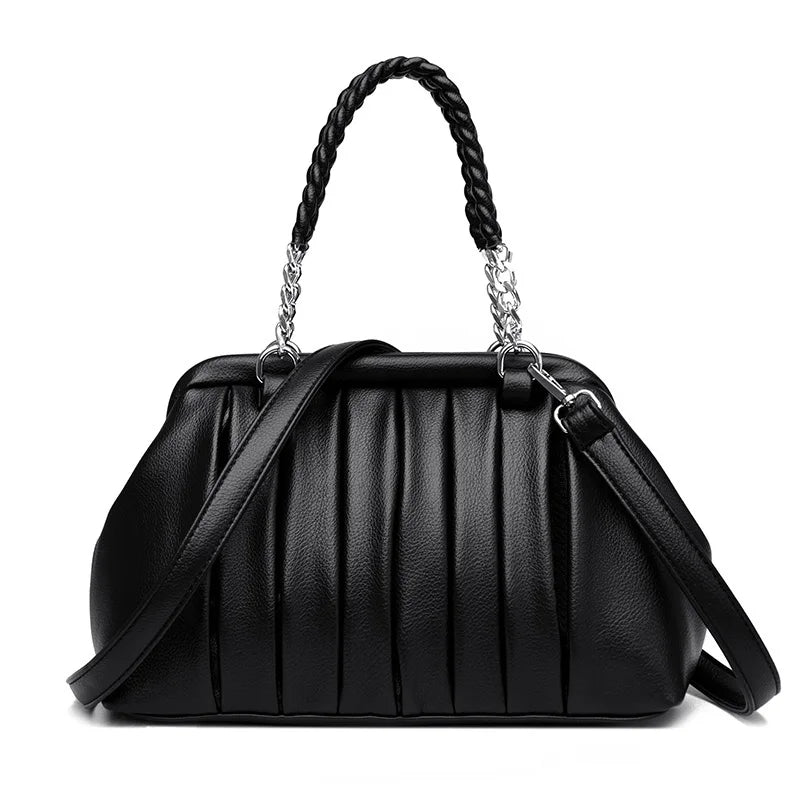 🍒Luxury large capacity pu leather women's crossbody bag Vintage style shoulder bag chain handbags for ladies Fashion carry bag