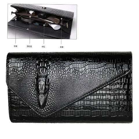 🍒Europe and america trendy clutch bags for women,designer fashion crocodile pattern under arm black envelope hand bag female large capacity bag Metalic gold available occasion clutch Cool Croco Clutch,Clickety Click Quick