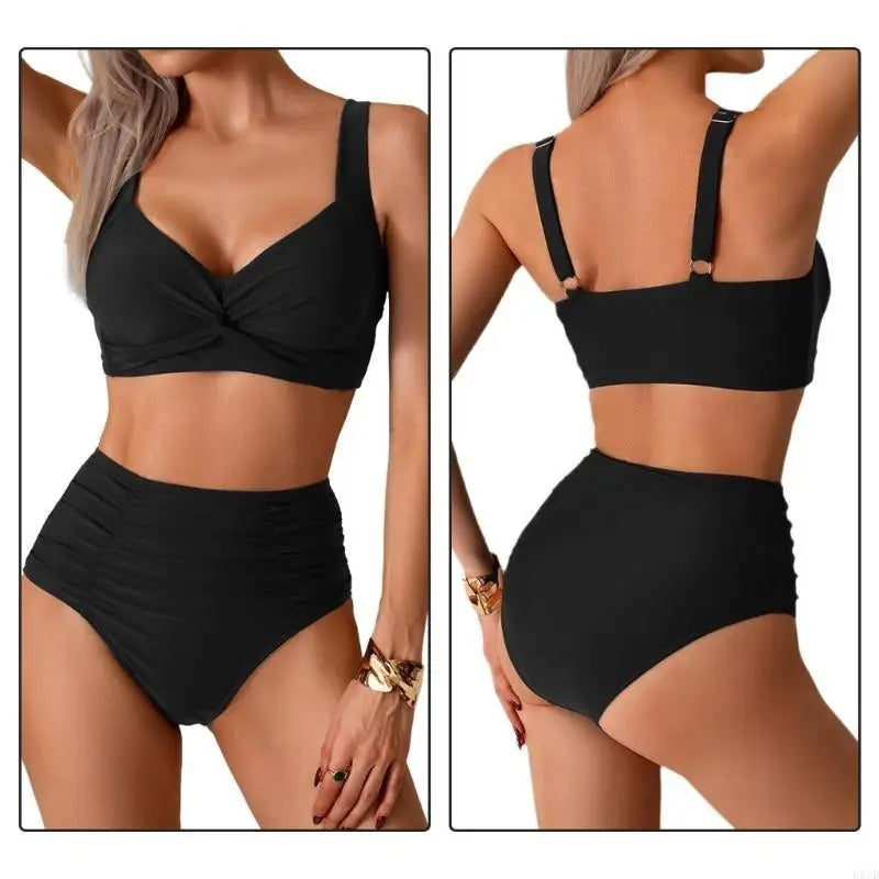 🍒Strap swimwear women high waist bikini set brazilian swimwear cross push up bra beach bathing suit full brief bather Take A Brief Second To Buy These