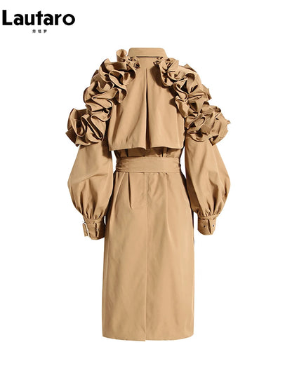 🍒Lang slootjas vir vroue Gordel elegante sjiek stylvolle luukse ontwerpersbuiteklere vroulike mode-aanloopbaan-klere  Hoef nie te RUFFEL vir 'n nuwerwetse TRENCH nie