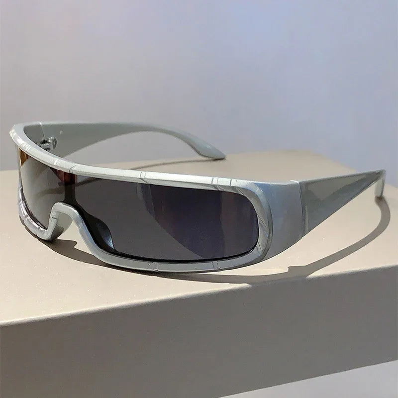 🍒Monoblock sunglasses men stylish punk futuristic outdoor shades trendy wrapped ound UV400 protection eyewear trendy sunnies Cool Wraps