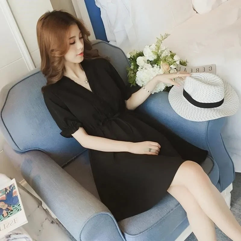 🍒Chiffon satynrok mini dames sagte syagtige uitrustings, roffel, slim gemaklike klere vir somergeleenthede, partytjiedrag, Dainty Dollar Dollar Doll