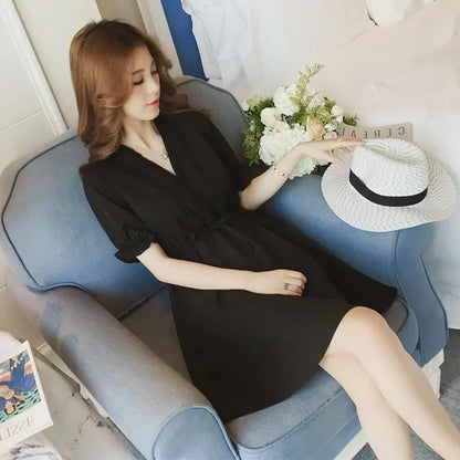 🍒Chiffon satynrok mini dames sagte syagtige uitrustings, roffel, slim gemaklike klere vir somergeleenthede, partytjiedrag, Dainty Dollar Dollar Doll