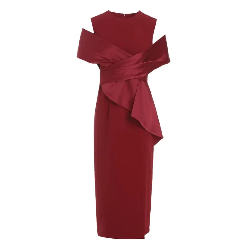 🍒Celebrity elegant gown dress for women party wear fashion off-shoulder outfit high waist with split high end ocassion wear