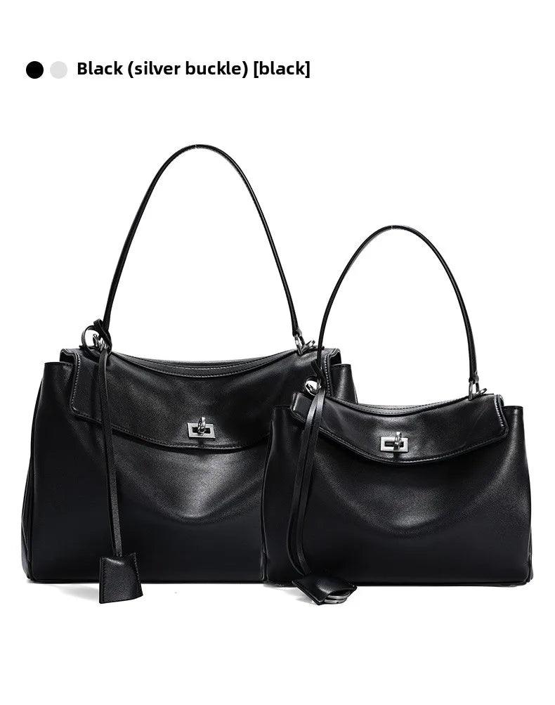 🍒Large capacity leather bag with lock for women's tote with advanced locking fashion high sensibility underarm bag that fits laptop smart casual accessory  Lock On To High Quality