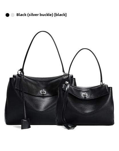 🍒Large capacity leather bag with lock for women's tote with advanced locking fashion high sensibility underarm bag that fits laptop smart casual accessory  Lock On To High Quality