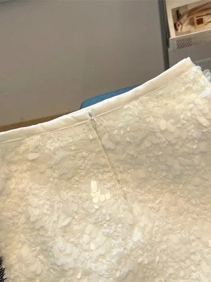 🍒高腰A字迷你裙纯色商务休闲女装春夏时尚Y2k亮片服装，在那个特殊场合尽情展现魅力