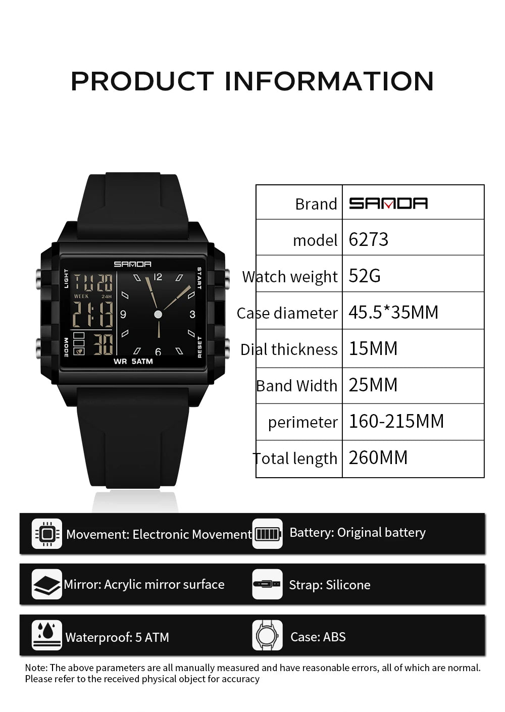 🍒Fashion electronic watches unisex luminous calendar time piece waterproof clock outdoor sports Casual Ladies Digital Wristwatch  Face The Day With A Big Face