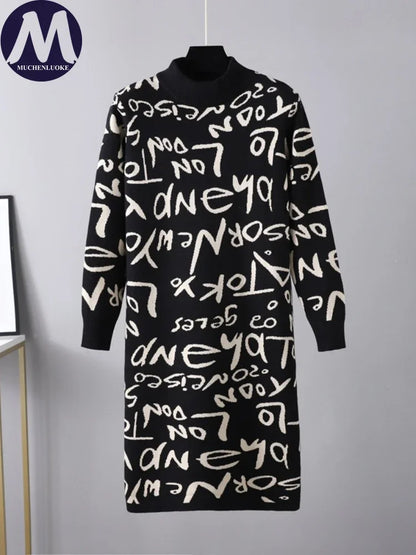 🍒Women's jumper dress o-neck sweaters elegant cool autumn, winter fashion knit pullover smart casual wear