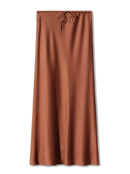 🍒Long satin skirts maxi for women straight elegant silky skirts long elasticated waist Put This Jewel In The Crown Of Your Wardrobe
