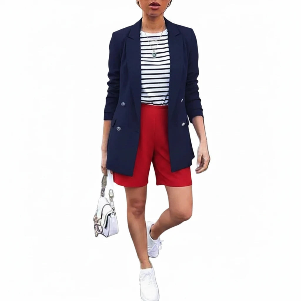 🍒Solid casual office suit jacket womens fashion wear vintage long sleeves coat spring/summer autumn lady Jackets blazers Jacket Lapel outerwears Work It With A Blue Collar Worker