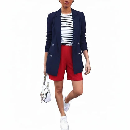 🍒Solid casual office suit jacket womens fashion wear vintage long sleeves coat spring/summer autumn lady Jackets blazers Jacket Lapel outerwears Work It With A Blue Collar Worker