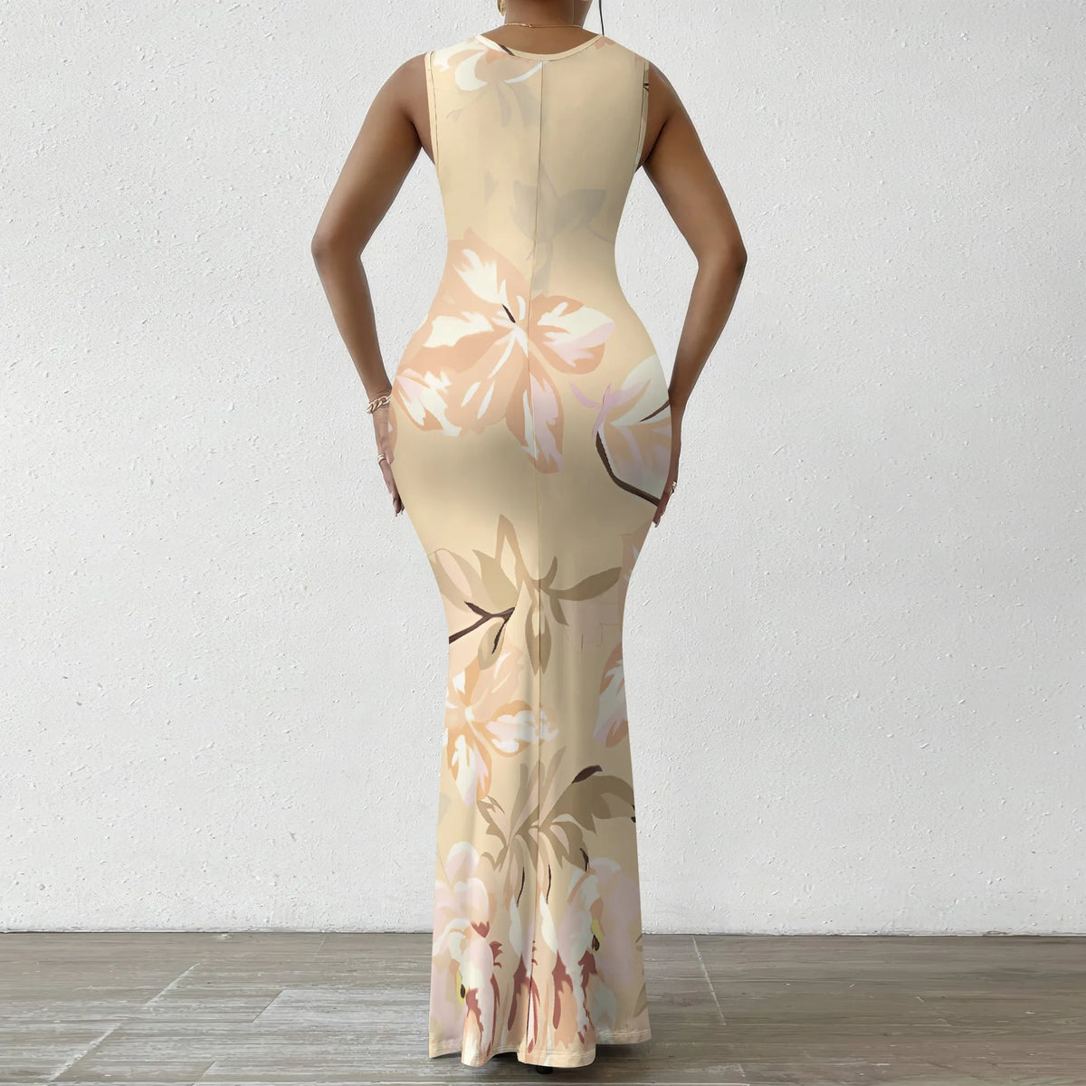 🍒Foral placement dress swing neck outfit womens smart casual clothing colourful floral fashion outfit sleevless geometric party wear evening wear resort wear