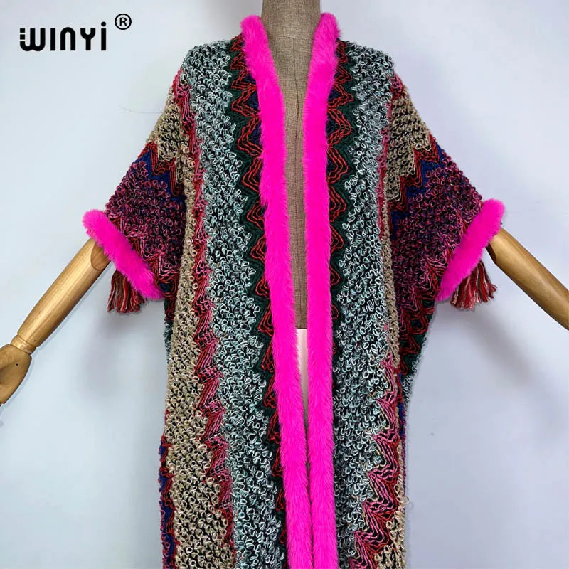 🍒Cardigan coat women winter wear tassel knitted coat winter womenpartywear coat maxi fashions cold weather clothes party coat thick warm free size female kaftan Warm Up To Pink