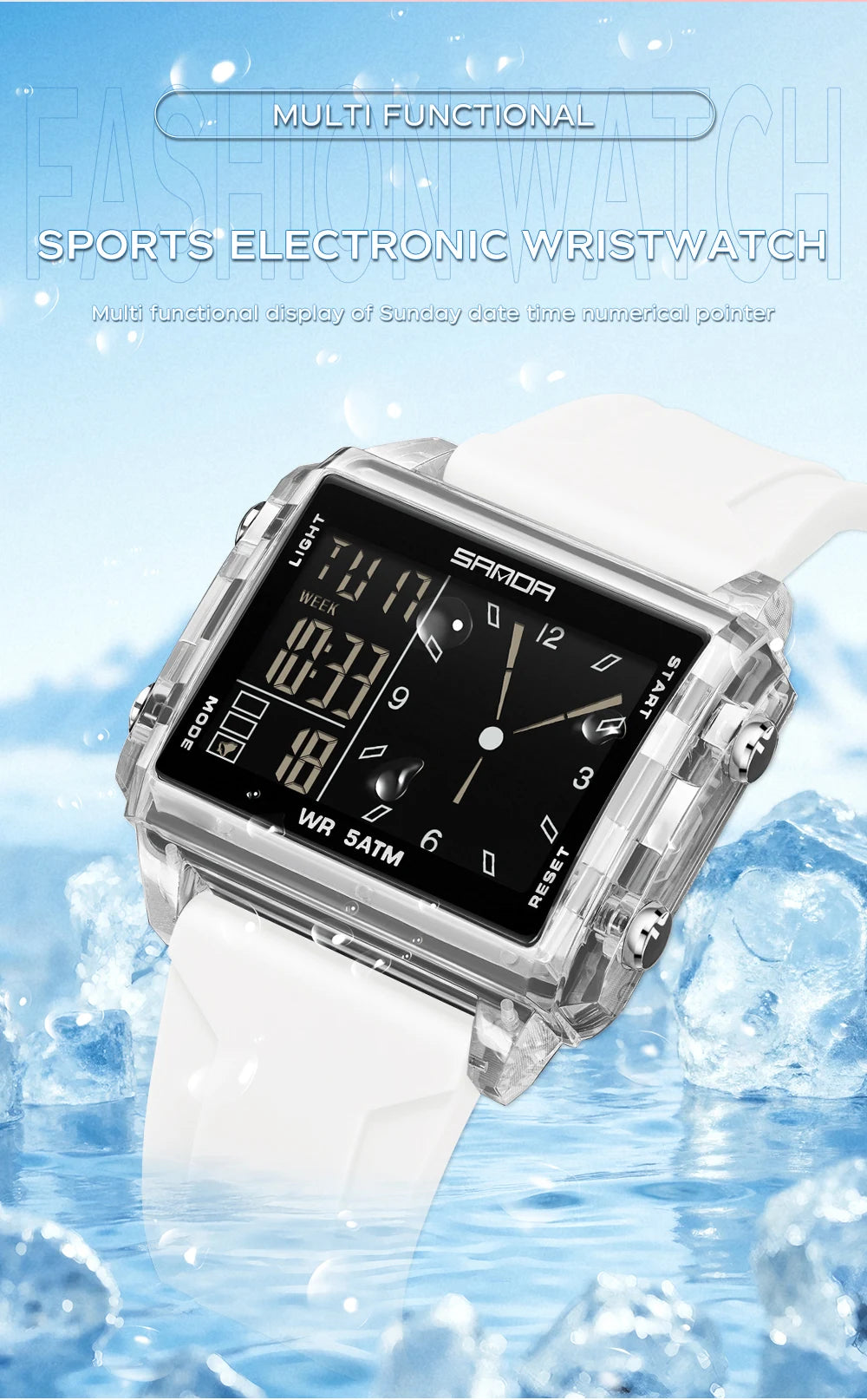 🍒Fashion electronic watches unisex luminous calendar time piece waterproof clock outdoor sports Casual Ladies Digital Wristwatch  Face The Day With A Big Face