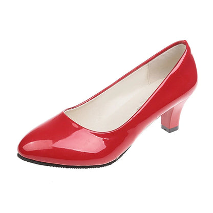 🍒Women pumps shoes pu easy simple slip-on high heels for women wedding shoes low heel footwear for evening gown size 34-42   occasion footwear for office Foot hold Fashion Footwear