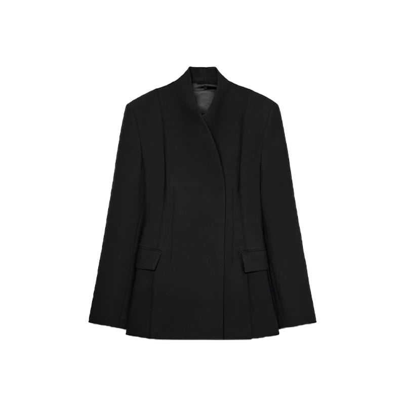 🍒Casual black blazer and pants set long sleeve jacket with fitted waist and long kick flare solid straight pant set women spring autumn suits  ‘Well fit