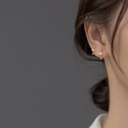 🍒925 Sterling silwer mode-oorbelle, pêrel-omhelsertjies, natuurlike pêrel-ringoorbelle vir vroue, dogter, troujuweliersware, eenvoudige styl Kry Hierdie Geskenk Het
