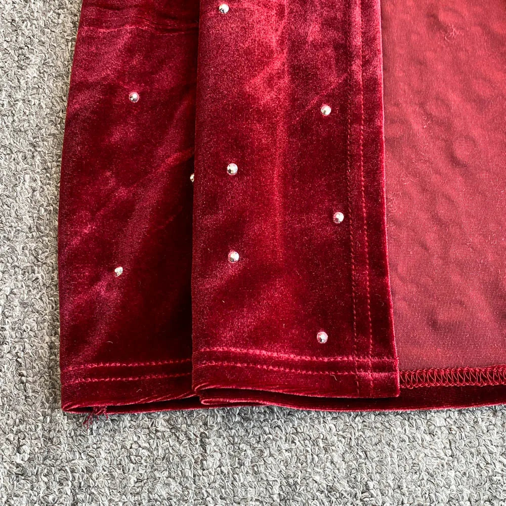 🍒Bodycon o-nek langmou rok glitter strass uitrusting fluweel sjiek oesjaarstyl klere sjiek herfsmode partytjie geleentheid drag Kry Wyn Stoned