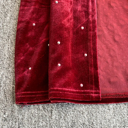 🍒Bodycon o-nek langmou rok glitter strass uitrusting fluweel sjiek oesjaarstyl klere sjiek herfsmode partytjie geleentheid drag Kry Wyn Stoned
