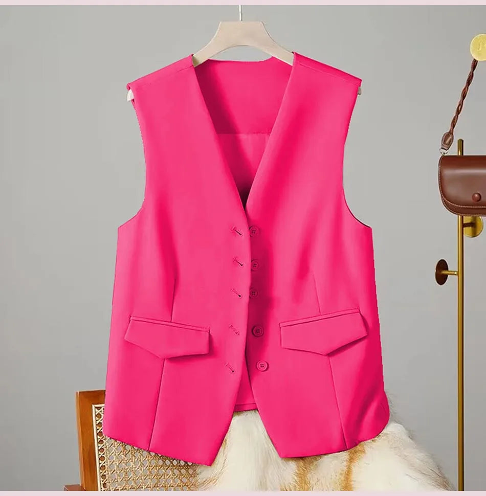 🍒Women suit vest elegant v-neck business casual waistcoat sleeveless solid jacket solid single breasted work clothes occasion wear dont WAIST time wanting this COAT