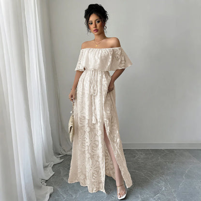 🍒summer white dress summer maxi white outfit for women boho fashion wear chic clothing long  feminine maxi occassion wear Look Boss In Emboss