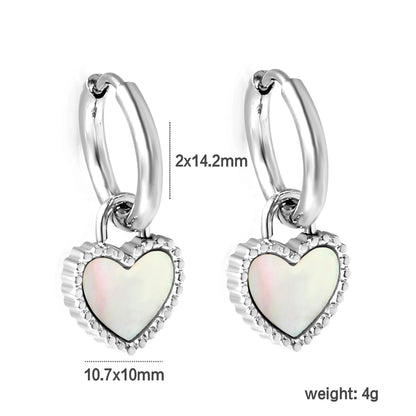 🍒Trendy jewellery stainless steel jewlry oil drip 18K gold plated hoop earrings butterfly shell bee heart earrings smart casual accessories