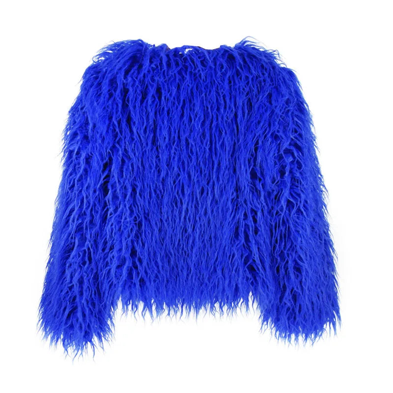 🍒Colorful fur coat for fall winter outerwear fashion pink faux fur jacket thick warm outdoor fashion occasion over jacket women Fluff Up Your Puff