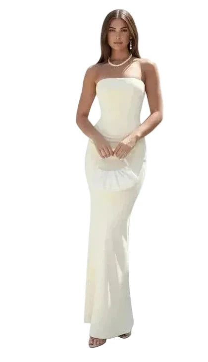 🍒Satin maxi dress womens fashion sleeveless shoulderless Lace-up back bodycon dress clubwear outfits long partywear gown feminine occasion wear Laced With Sugar