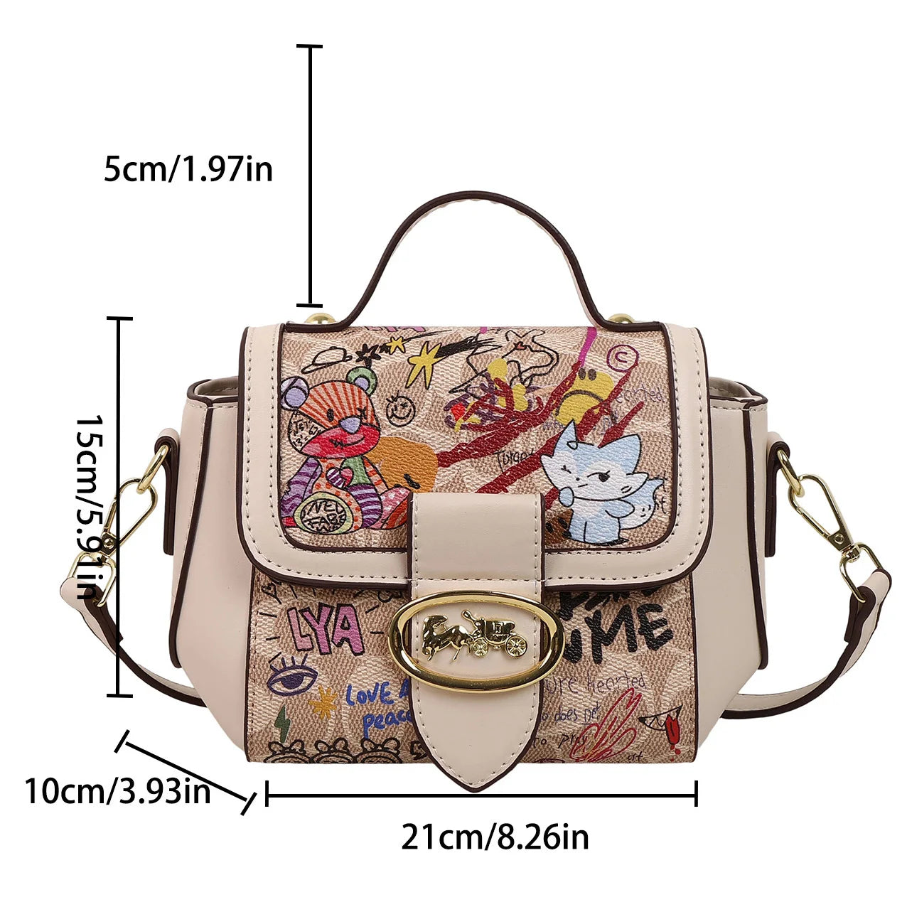 🍒涂鸦手提包/单肩包女包设计师奢侈品斜挎包女士斜挎包粉色斜挎包休闲包 毫无谎言，这款涂鸦包可以属于你