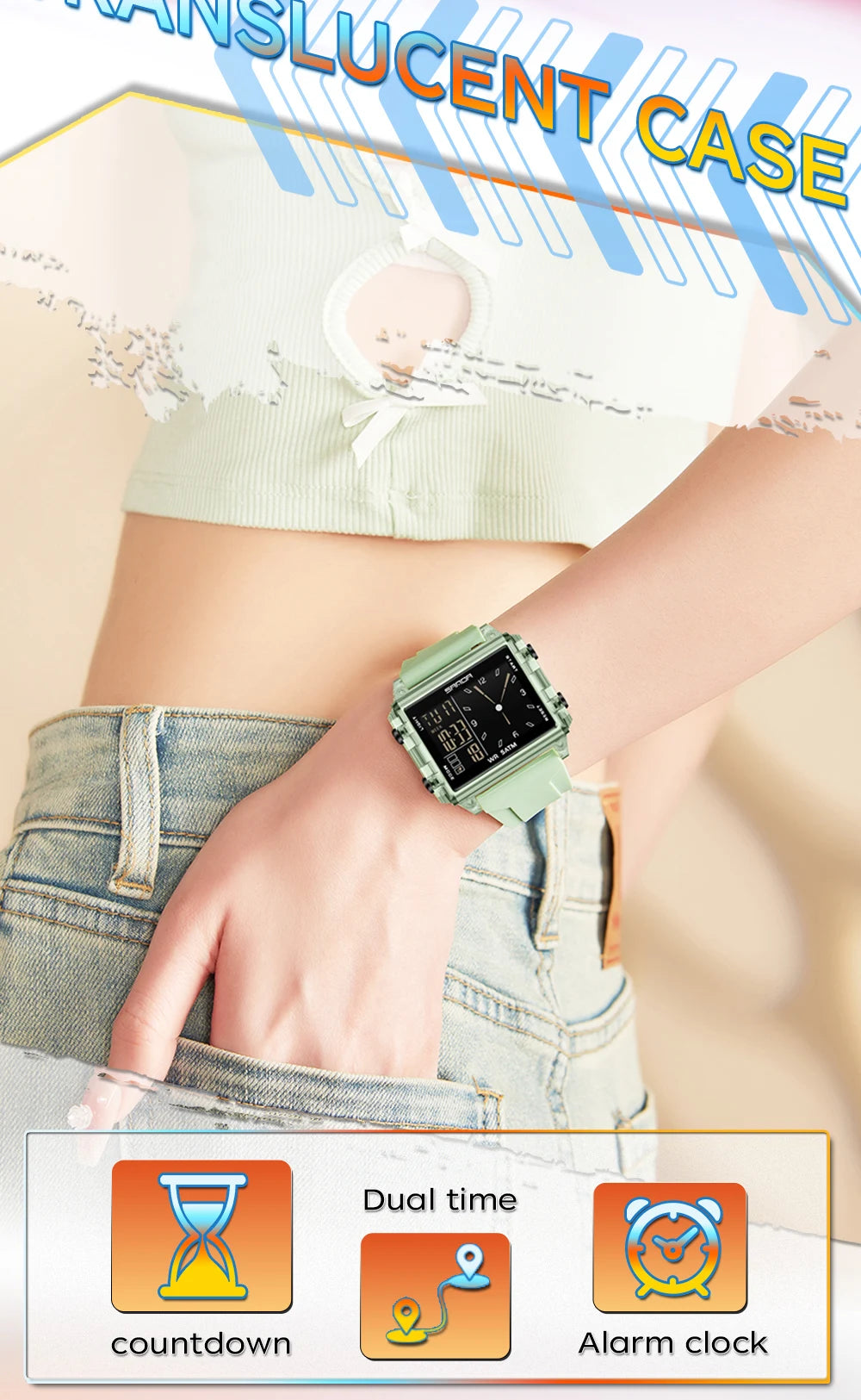 🍒Fashion electronic watches unisex luminous calendar time piece waterproof clock outdoor sports Casual Ladies Digital Wristwatch  Face The Day With A Big Face