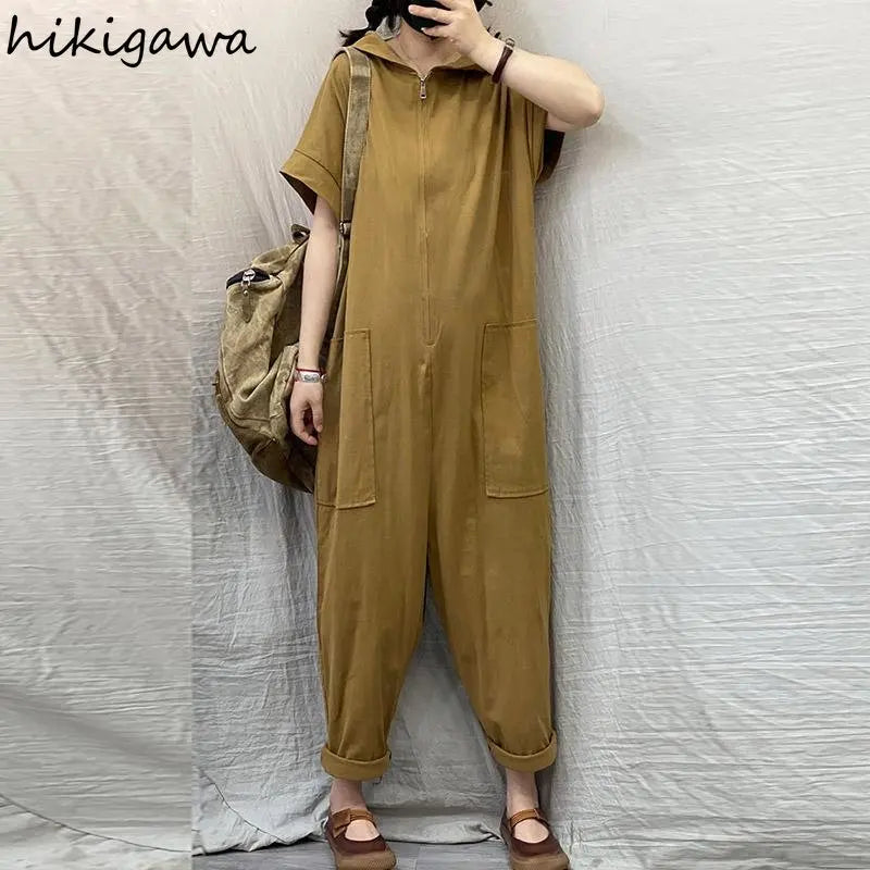 🍒Jumpsuit for women casual playsuit cargo pants zipper bodysuit summer long romper Y2k Clothes Be A Bear